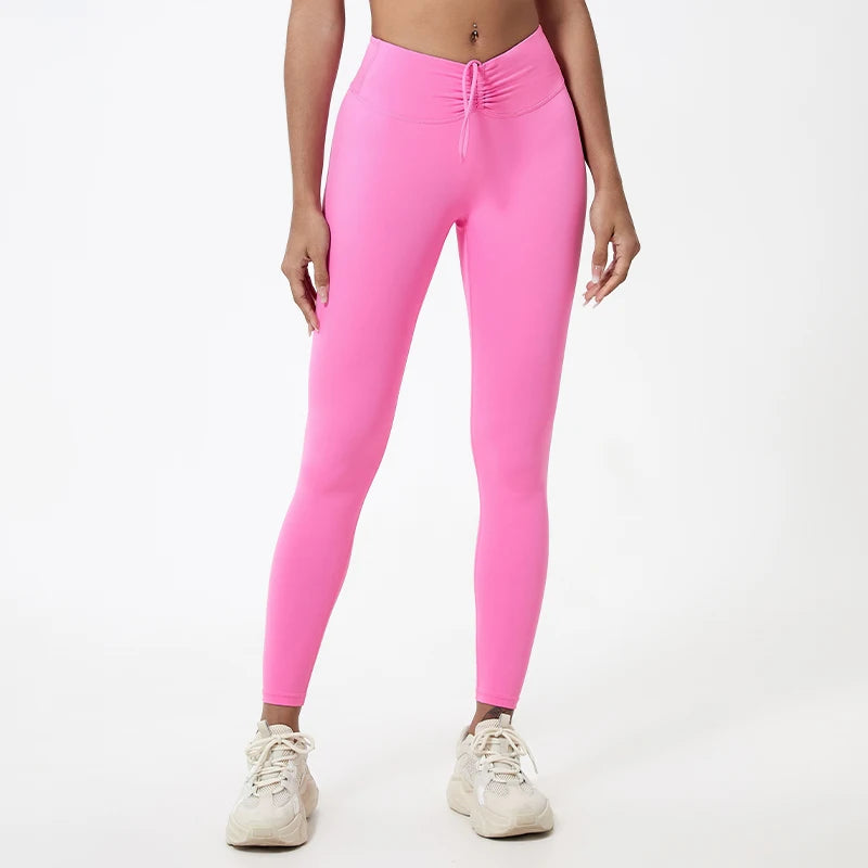 High Waist Drawstring Yoga Leggings