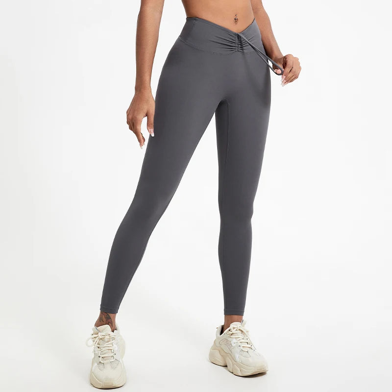 High Waist Drawstring Yoga Leggings
